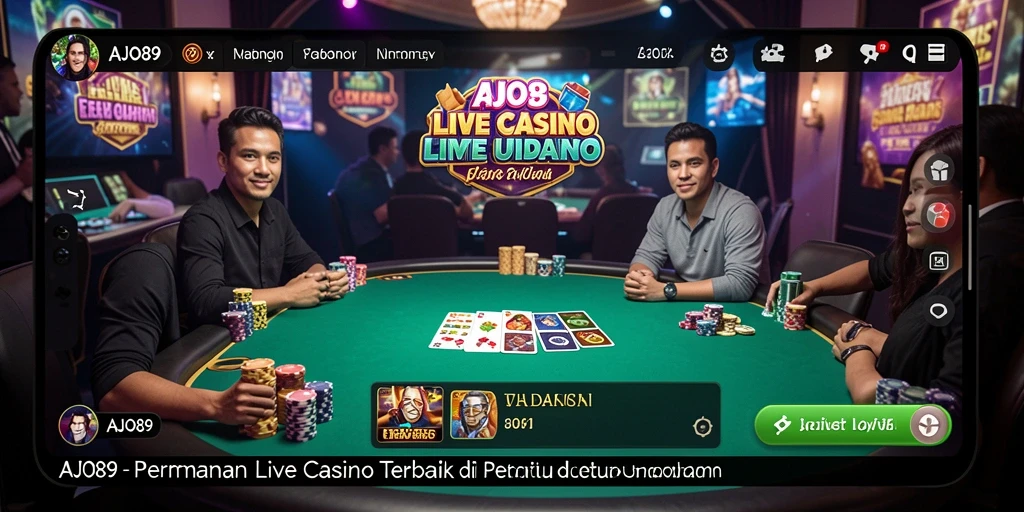 Screenshot AJO89 menampilkan dealer langsung dalam permainan Live Casino.