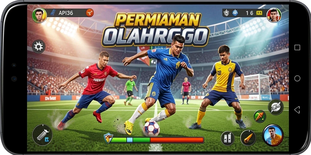 Tangkapan layar gameplay seru di API36 yang menunjukkan pertandingan olahraga.