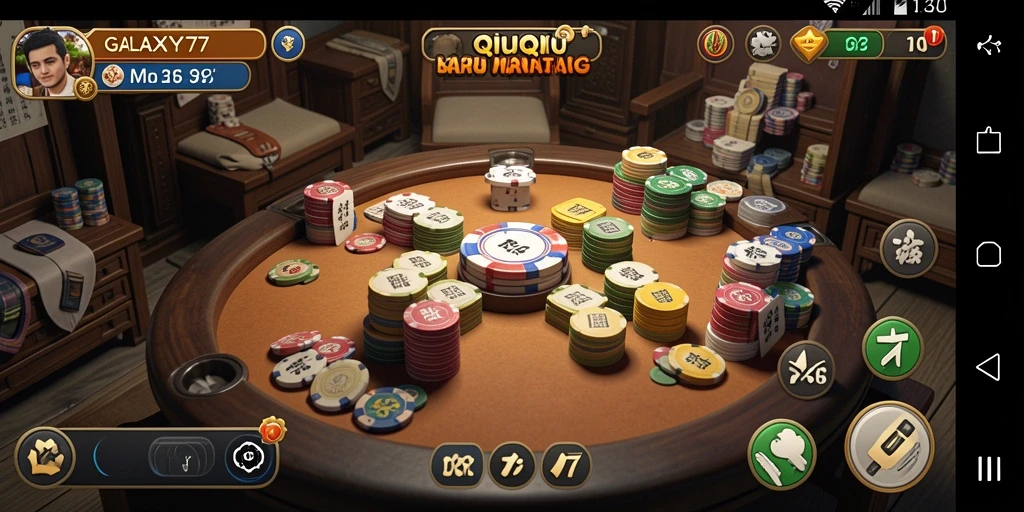 Screenshot gameplay GALAXY77 menampilkan momen seru permainan QiuQiu.