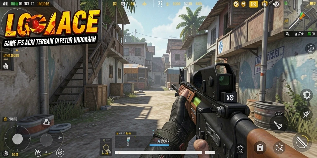 Tampilan gameplay seru di LGOACE dengan aksi tembak-menembak.