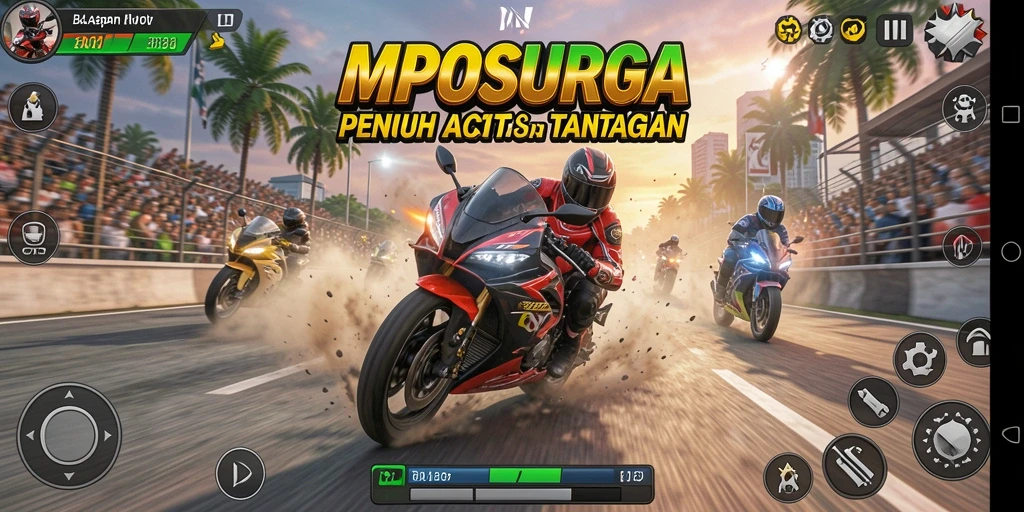 Gameplay balapan Motor Racing yang seru dan mendebarkan.