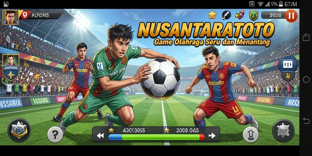 Screenshot gameplay NUSANTARATOTO menunjukkan aksi seru para atlet dalam pertandingan olahraga.