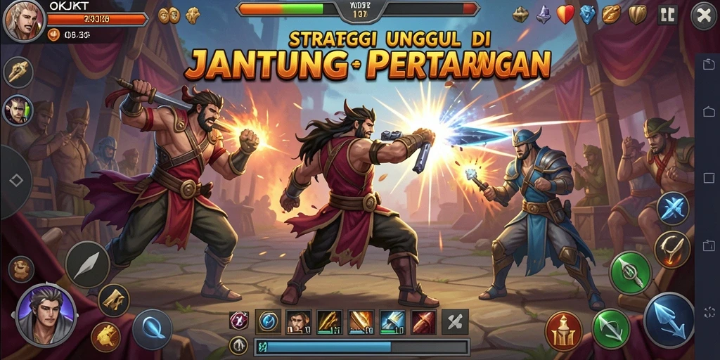 Tangkapan layar gameplay strategi yang intens dari OKJKT.