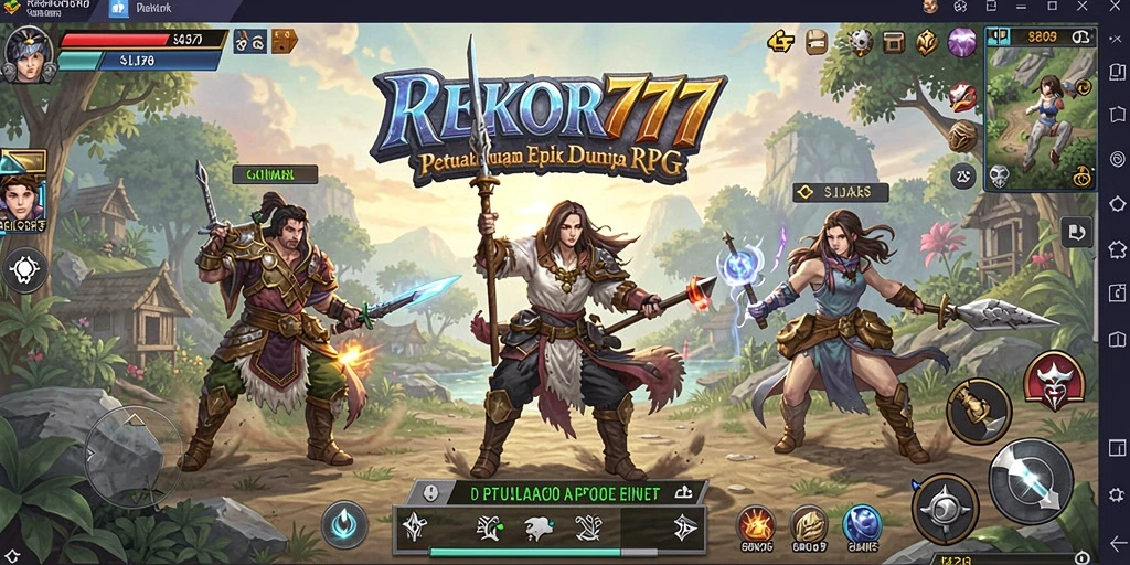 Tampilan berwarna-warni dari gameplay RPG di REKOR777.